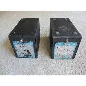 LOT OF 2 VINTAGE RECTANGULAR FILM MOVIE BOXES, METAL, HOLLYWOOD